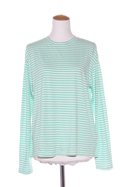 SEED - Relaxed fit green stripe L/S cotton tee! 12-14