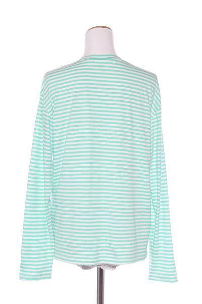 SEED - Relaxed fit green stripe L/S cotton tee! 12-14