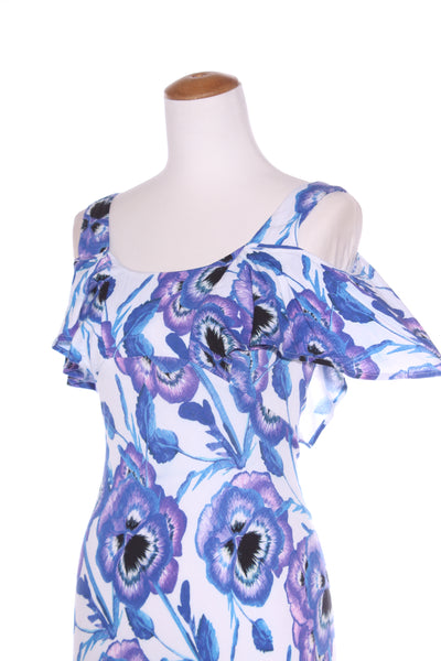 SACHA DRAKE - Blue Larksur frill maxi dress! 8-10