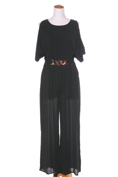 PAGANI - Forest green gold buckle crepe jumpsuit! 14