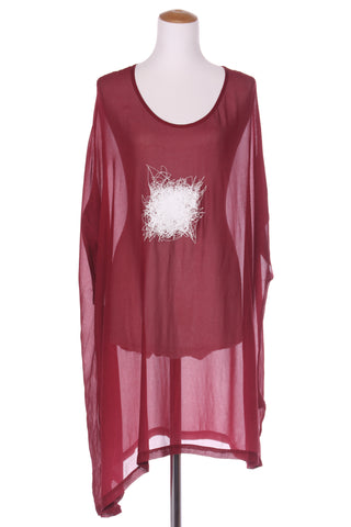 HARPER XAVIER - Squiggle print maroon tunic! 14-18
