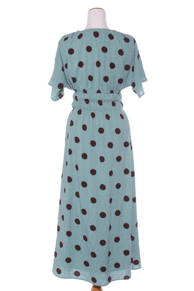 LEO + BE - Textured shirred waist spot maxi dress! 10