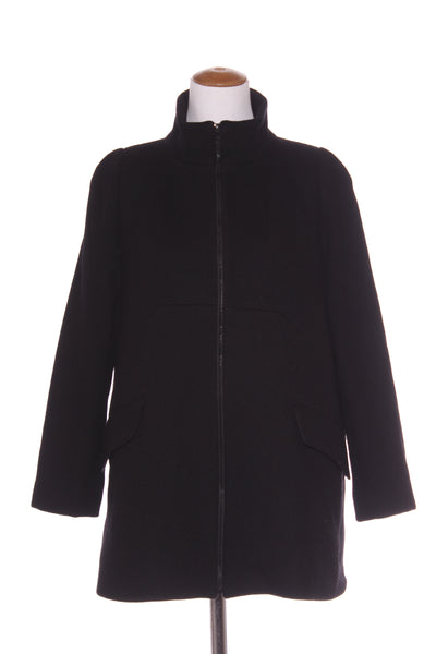 CUE (AU) Structured wool blend funnel neck jacket! 12