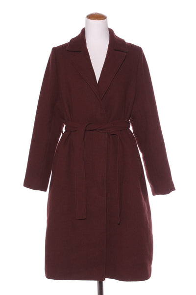 MAX - Wool blend belted coat - Rich choc brown! 14