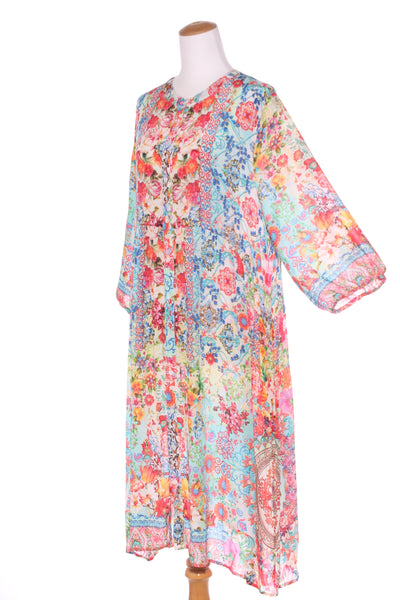 VIRTUELLE - Floral viscose shirt dress/duster + pockets! 18