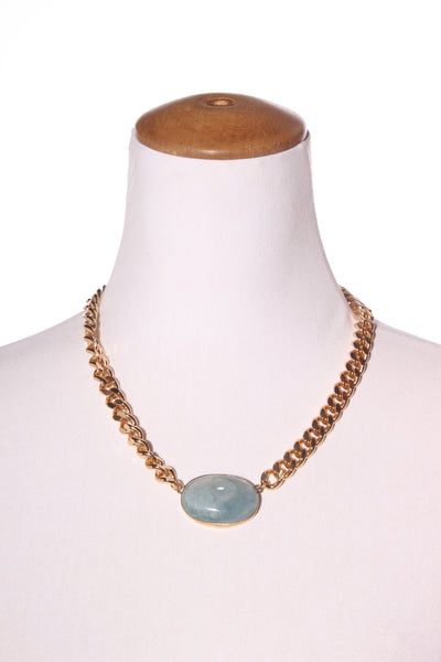 CATHY POPE - Oval aquamarine chunky choker! Gold