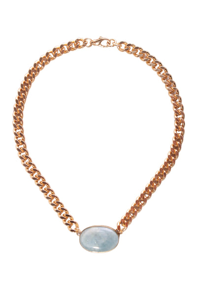 CATHY POPE - Oval aquamarine chunky choker! Gold