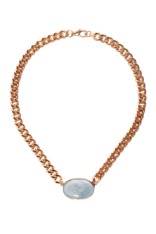 CATHY POPE - Oval aquamarine chunky choker! Gold