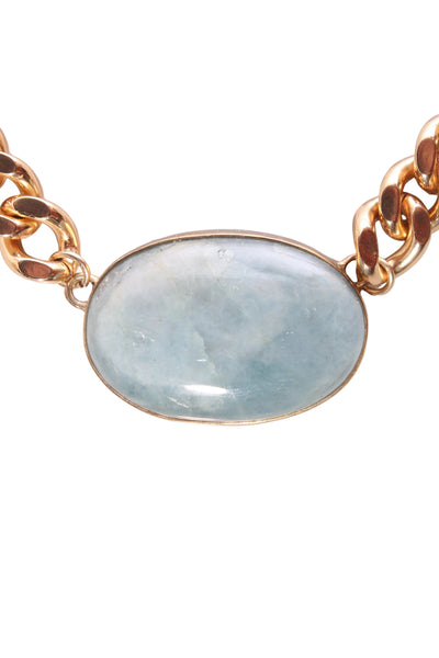 CATHY POPE - Oval aquamarine chunky choker! Gold