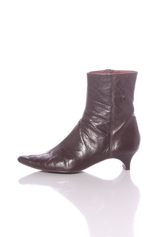 HISPANITAS (ES) Brown leather low heel ankle boot! 7-8