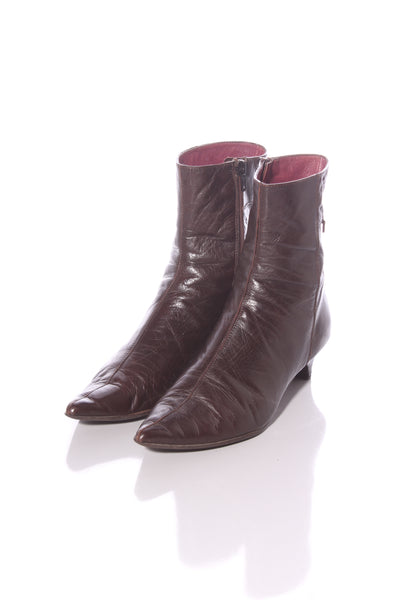 HISPANITAS (ES) Brown leather low heel ankle boot! 7-8