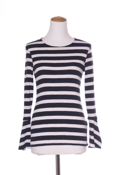 REPERTOIRE (NZ) "Eiffel" Navy stripe flare sleeve top! 10