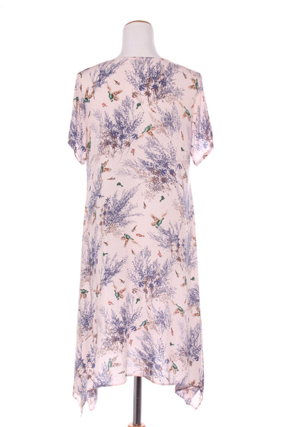BITTERMOON (NZ) Bird + fauna print rayon dress! 12