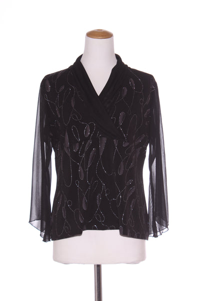 LIZ JORDAN - Glitter print chiffon sleeve top! 16
