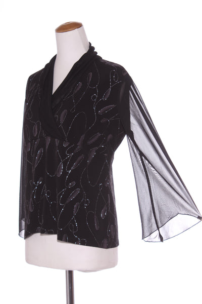 LIZ JORDAN - Glitter print chiffon sleeve top! 16