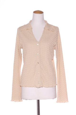 TALISMAN - Textured stretch shirt! - Creamy beige 10-12