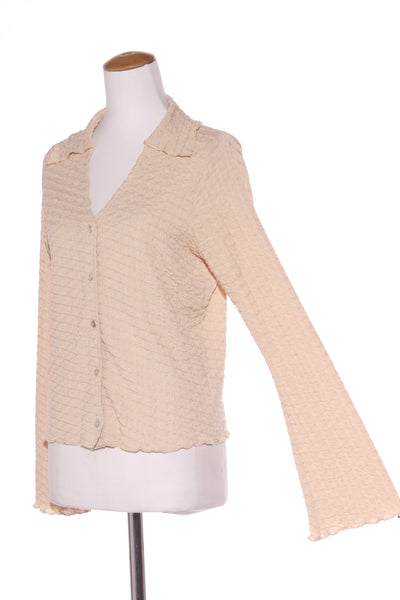 TALISMAN - Textured stretch shirt! - Creamy beige 10-12