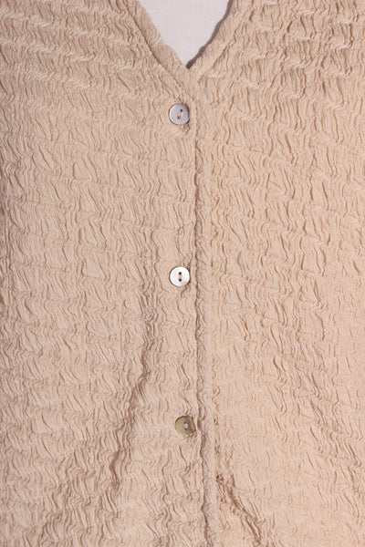 TALISMAN - Textured stretch shirt! - Creamy beige 10-12