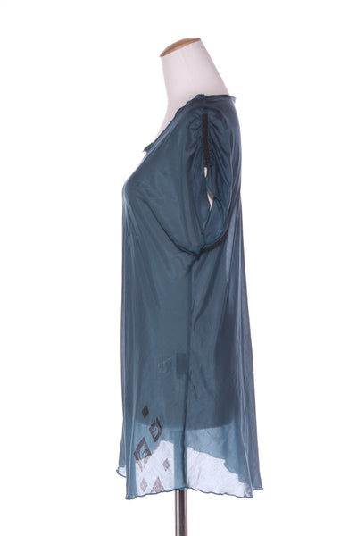 CHALKY DIGITS (NZ) Silk/cotton top - Petrol blue! 12