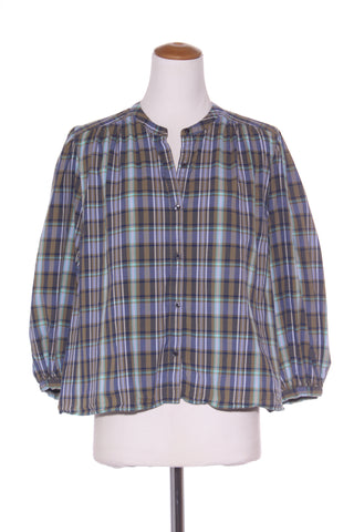 ZEST - Plaid puff sleeve button up top! 16