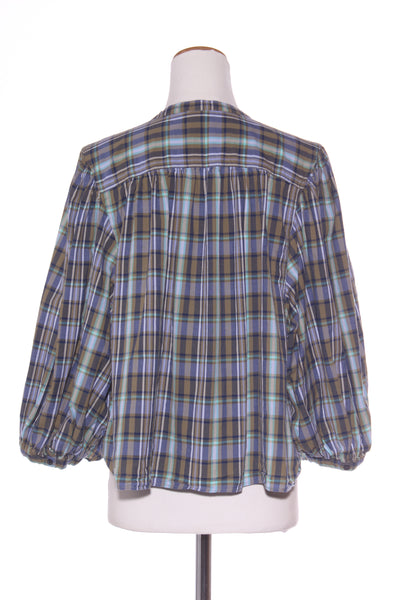 ZEST - Plaid puff sleeve button up top! 16