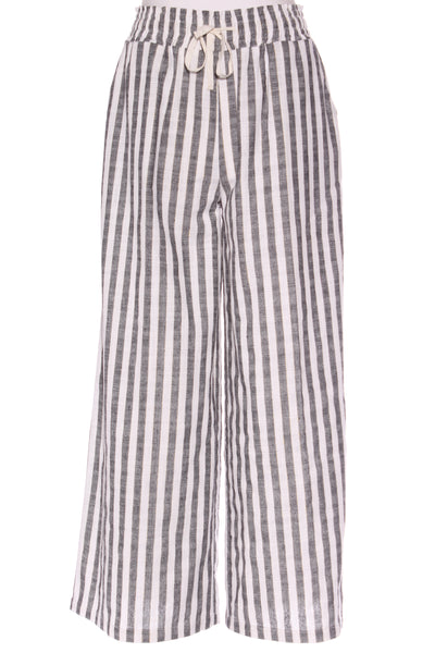 TWO BY TWO - Gold thread stripe linen wide leg pant! 12