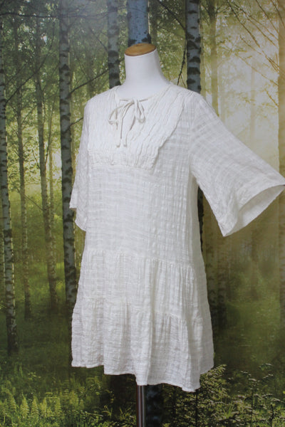 LITTLE LIES - Cotton seersucker dress - Cream! 12