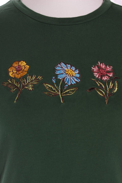 PRINCESS HIGHWAY - Embroidered flower organic cotton tee! 6-8