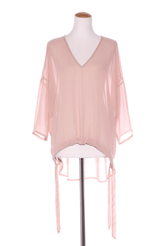 HARRÏE & SAM 'V' neck chiffon top - drawstring front! 12-14