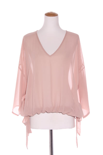 HARRÏE & SAM 'V' neck chiffon top - drawstring front! 12-14