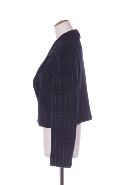 WILSON TROLLOPE (NZ) Navy tweed crop jacket! 16