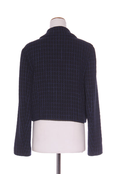 WILSON TROLLOPE (NZ) Navy tweed crop jacket! 16