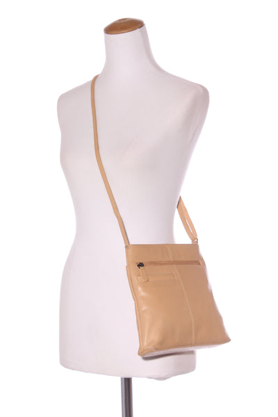 PAULA RYAN - Leather crossbody bag - Camel!