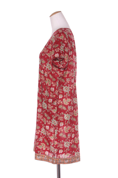 FRANKIE AND CO - Red + green floral cotton dress + pockets! 8-12