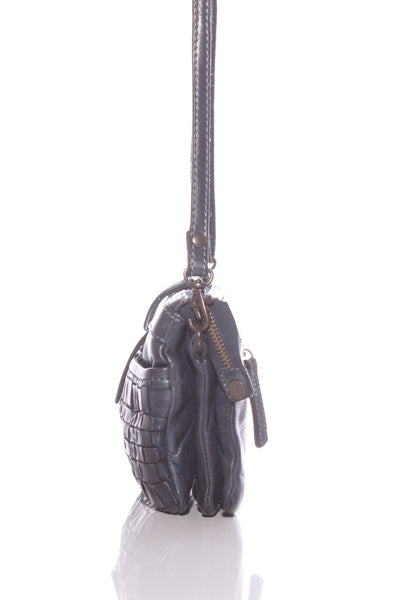 RUGGED HIDE - Navy woven detail leather crossbody bag!