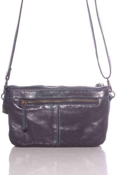 RUGGED HIDE - Navy woven detail leather crossbody bag!
