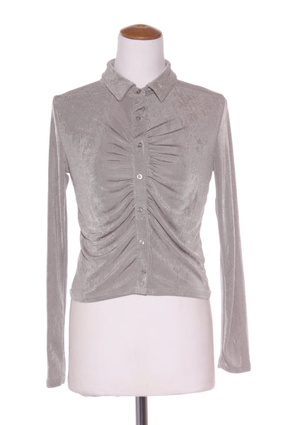 COTTON ON - Silver metallic knit button up top! 10