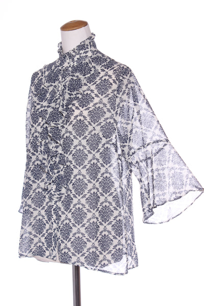 KING GIRLS - Waterfall ruffle damask print blouse! 18