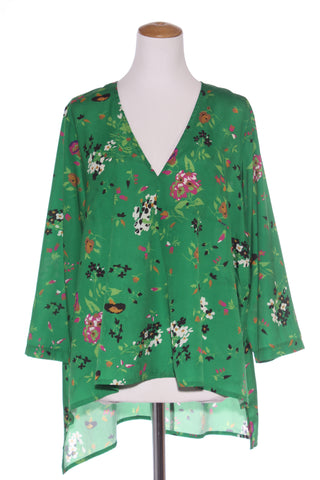 DAVID POND (NZ) Green floral blouse! 14
