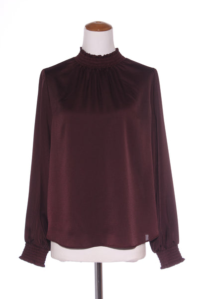 WHISTLE (LN) Textured satin shirred blouse - Merlot! 124
