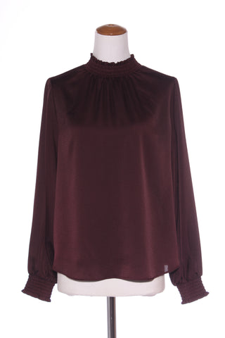WHISTLE (LN) Textured satin shirred blouse - Merlot! 124