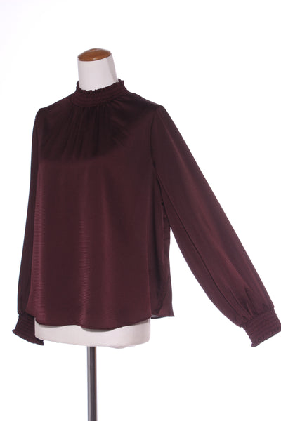 WHISTLE (LN) Textured satin shirred blouse - Merlot! 124