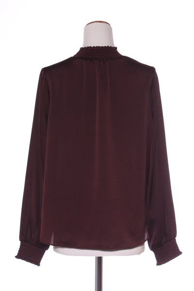 WHISTLE (LN) Textured satin shirred blouse - Merlot! 124
