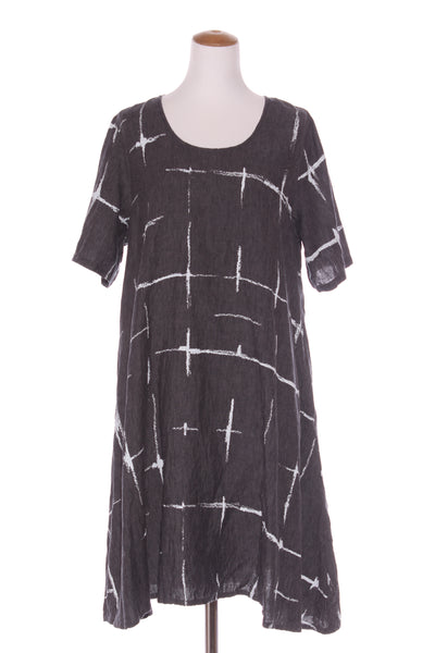 THANNY - Stroke print linen dress + pockets! 14