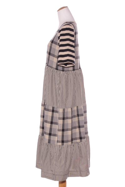OBI "Monochrome tier" check stripe dress! 12
