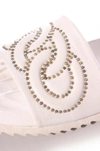 ANTENORA (ITA) Studded white leather slides! 7