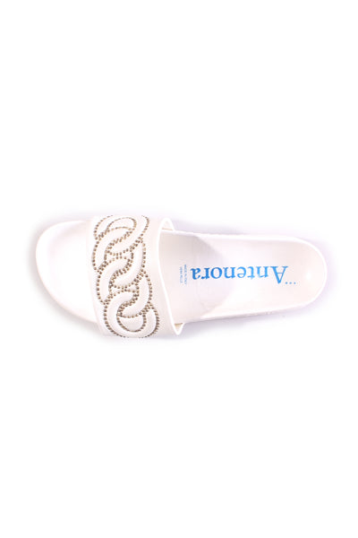 ANTENORA (ITA) Studded white leather slides! 7