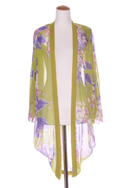 AUGUSTINE - Green floral chiffon kimono - Long! 8-16
