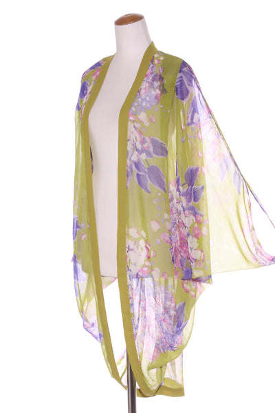 AUGUSTINE - Green floral chiffon kimono - Long! 8-16