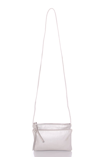 BRIARWOOD - Floral lined silver leather crossbody bag!